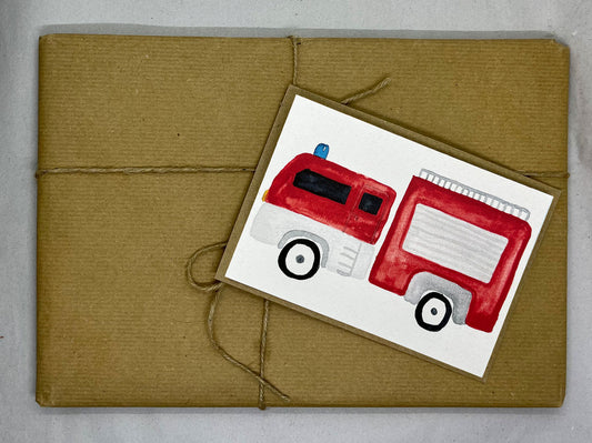 Postkarte Feuerwehrauto