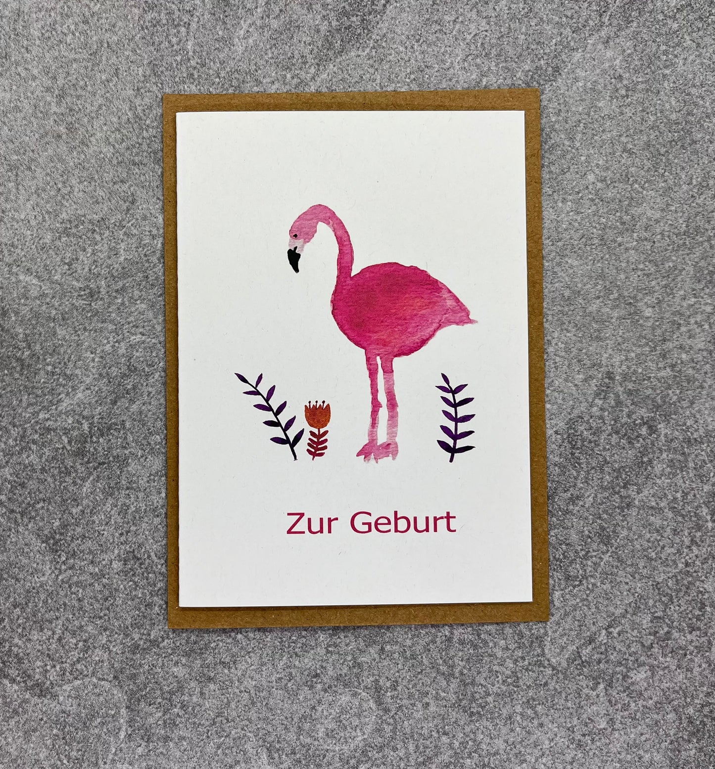 Klappkarte Zur Geburt "Flamingo"