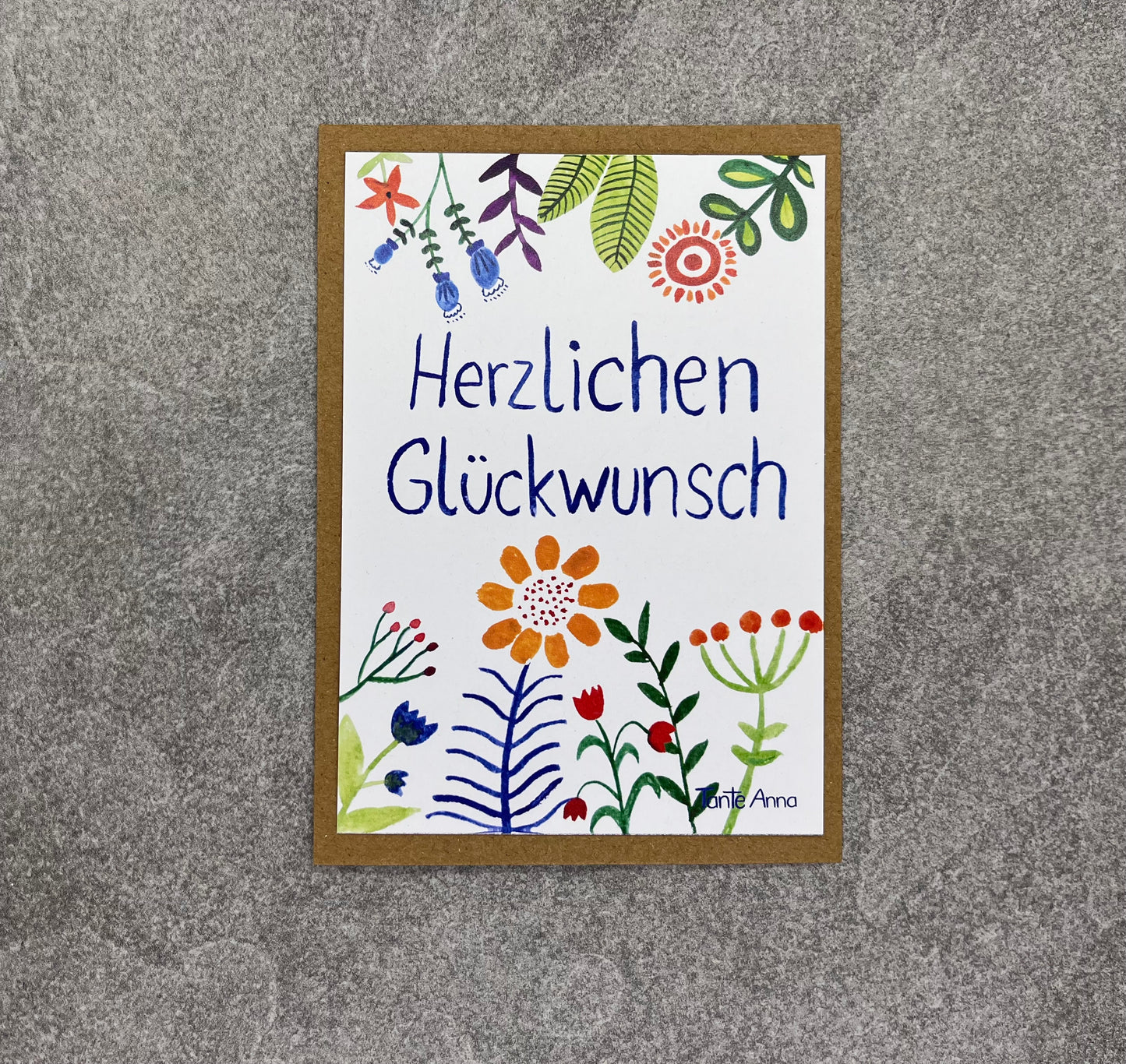Postkarte Blumenmix "Herzlichen Glückwunsch"