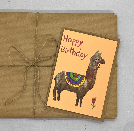 Klappkarte Lama "Happy Birthday"